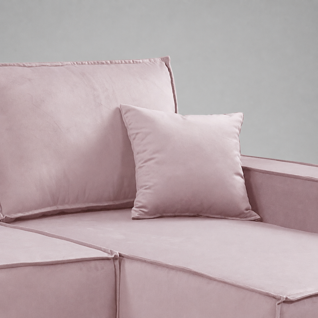 Pati Universal Sofabed, Corner, Plush Fabric, Pastel Pink