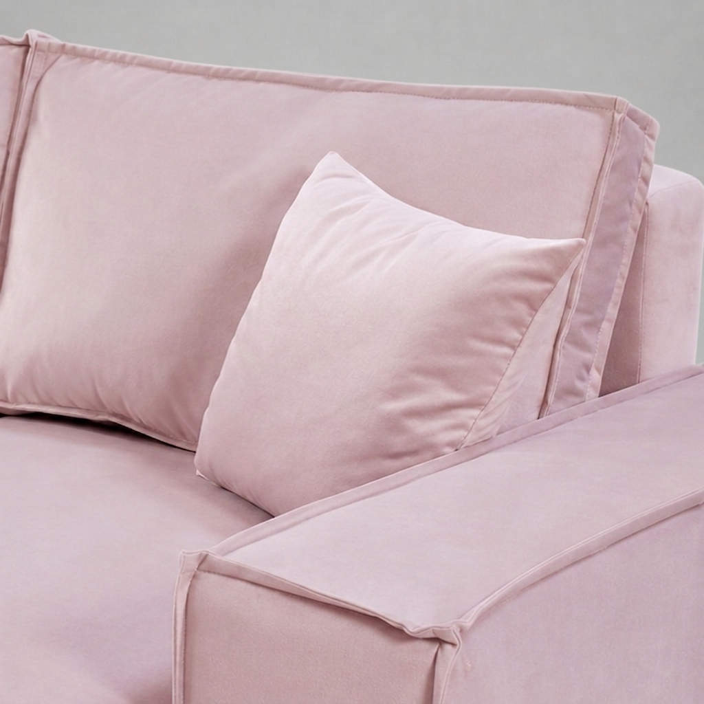 Pati Sofabed, U Corner, Plush Fabric, Pink