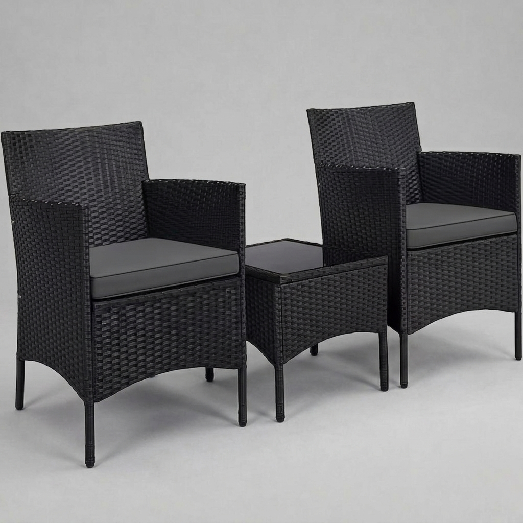 Riviera 3-Piece Hand-Woven Rattan-Style Bistro Set
