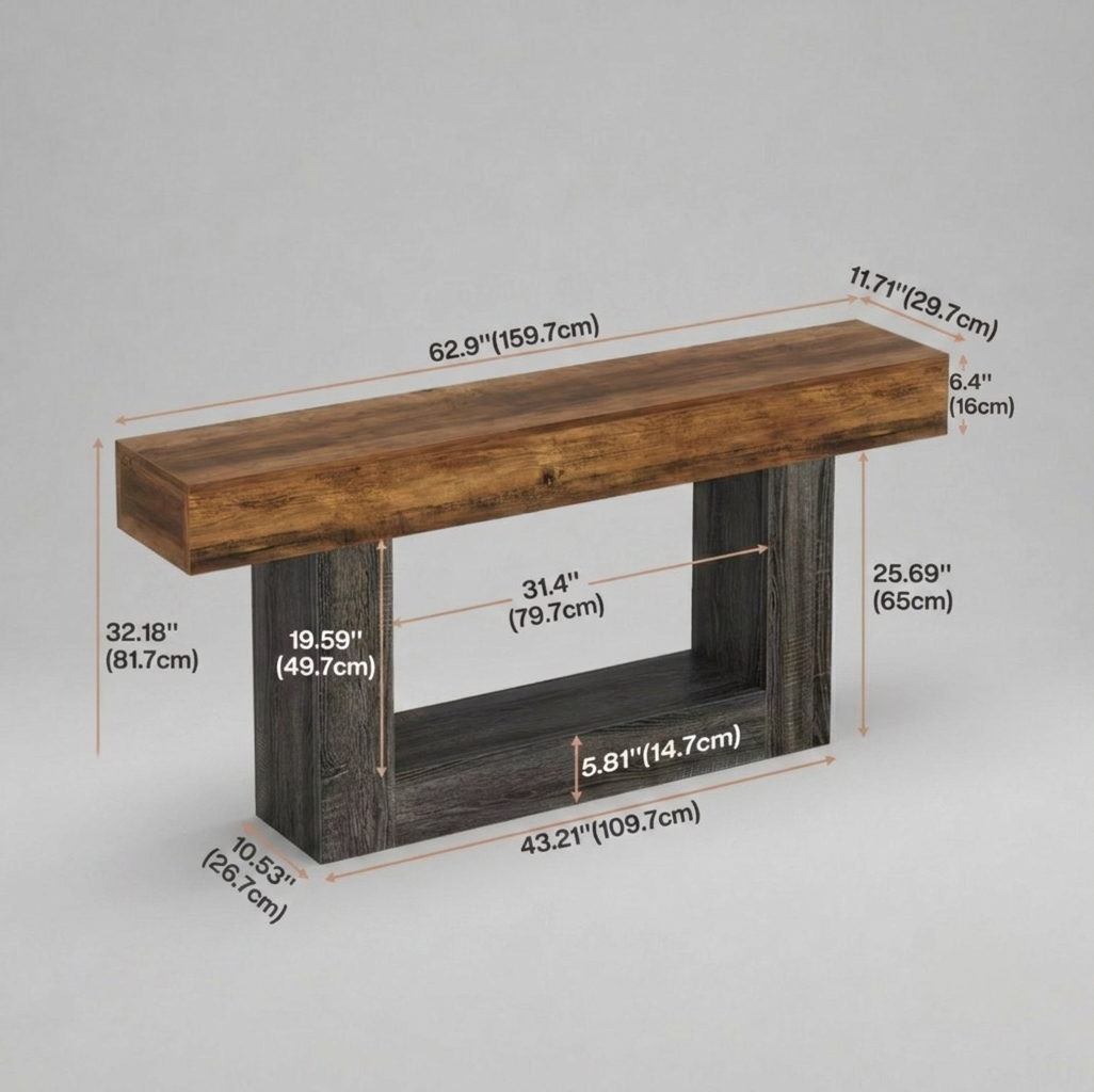 Wooden Console Table - Brown and Black