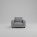 Box, Light Grey, Plush Fabric, 1 Seater Sofa