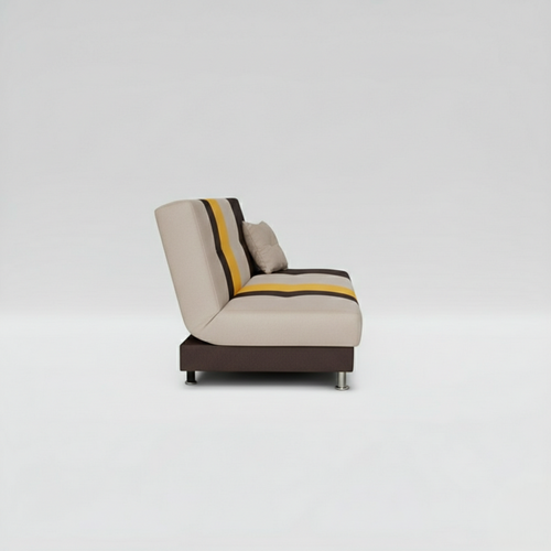 Avesta Click Clack Sofabed, 3 Seater, Dark Brown, Yellow & Beige Accents