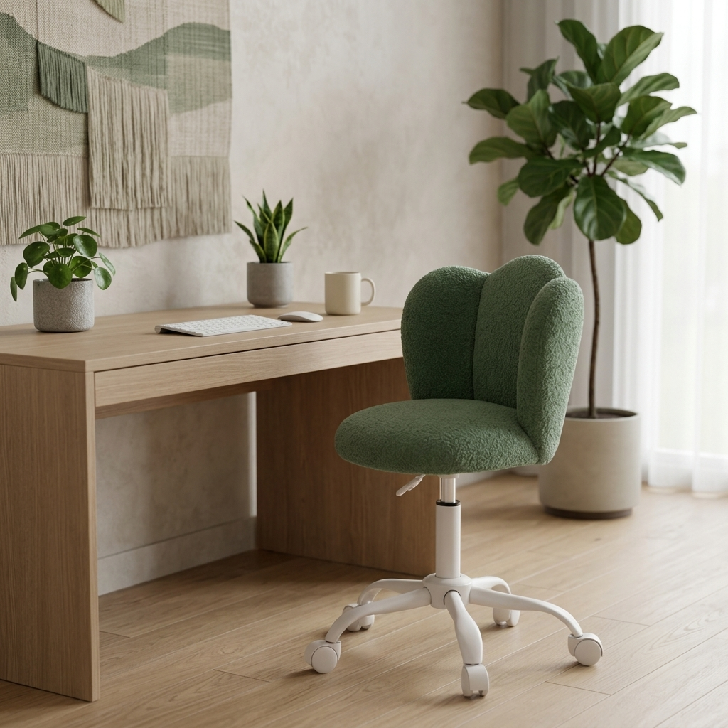 Green Desk Swivel Chair - Boucle