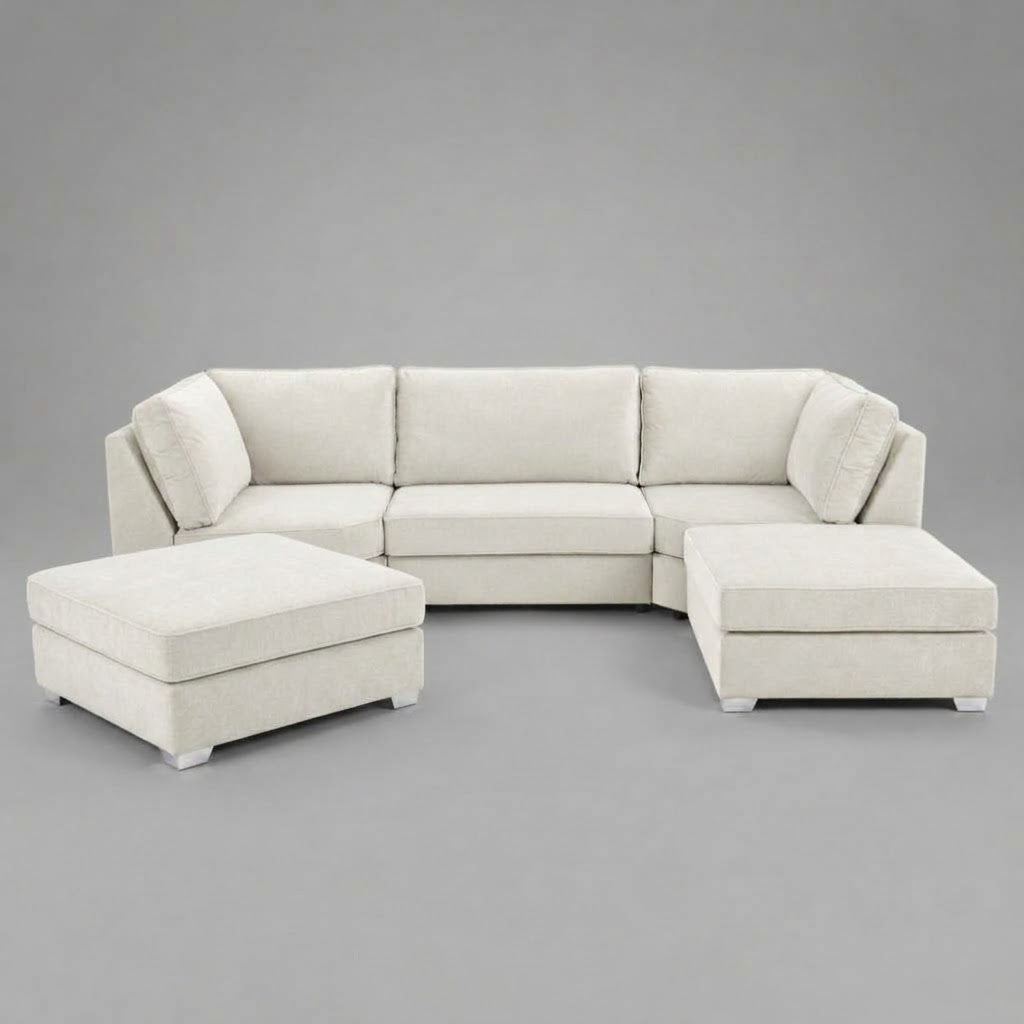 Pickford U-Shape Sofa, Plush Soft Velvet, Cream