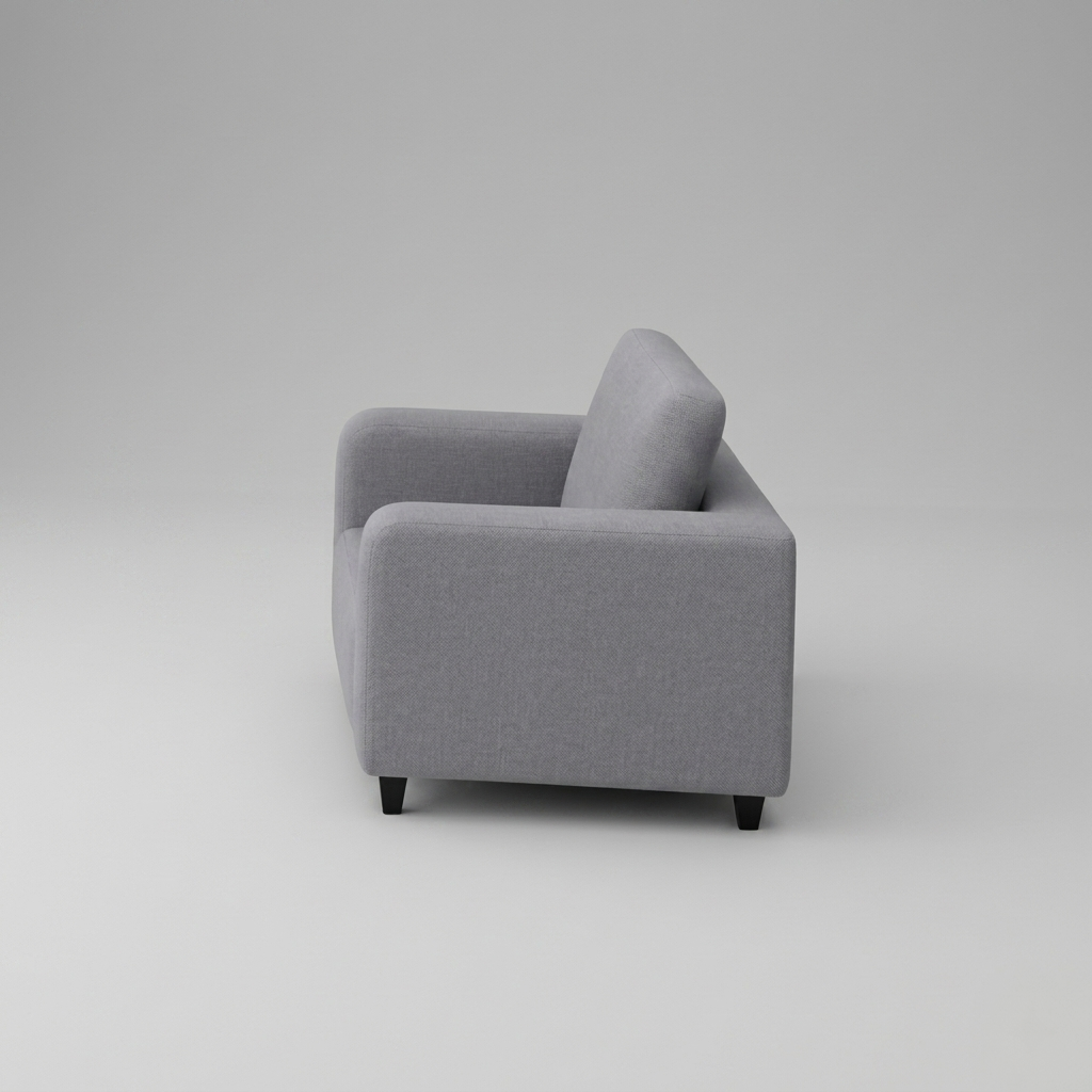 Box, Light Grey, Plush Fabric, 1 Seater Sofa