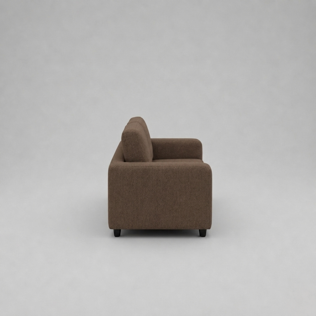 Box, Brown, Plush Fabric, 2 Seater Sofa