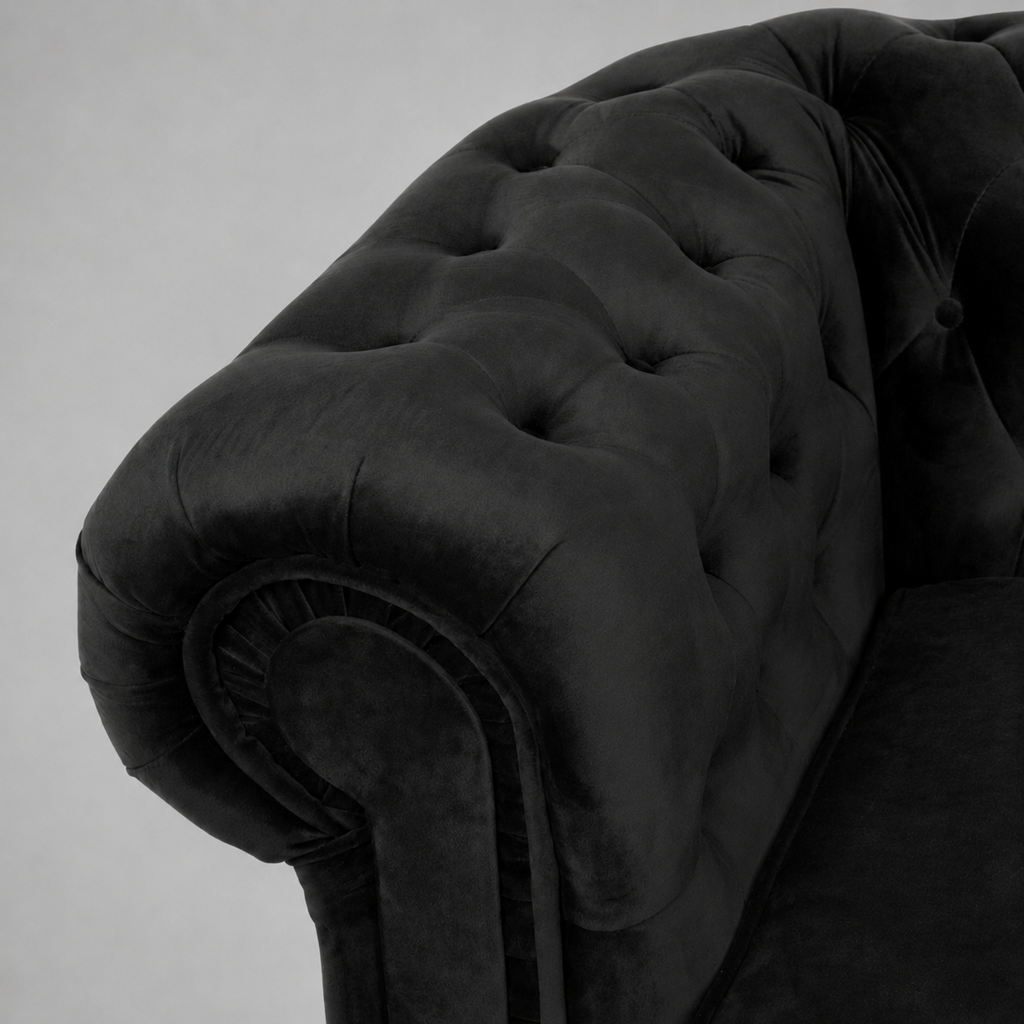 Infinity Plush Fabric, 3 Seater, Black