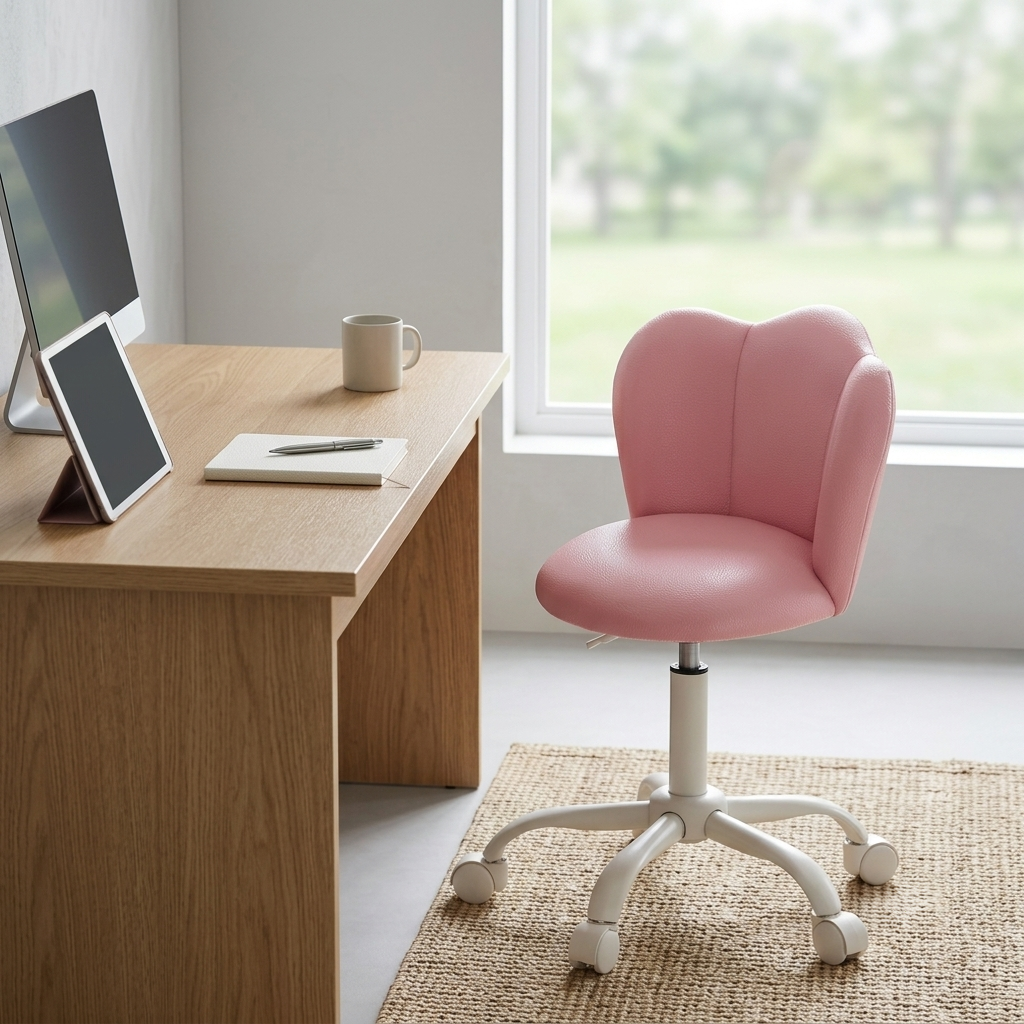 Pink Desk Swivel Chair - PU Leather