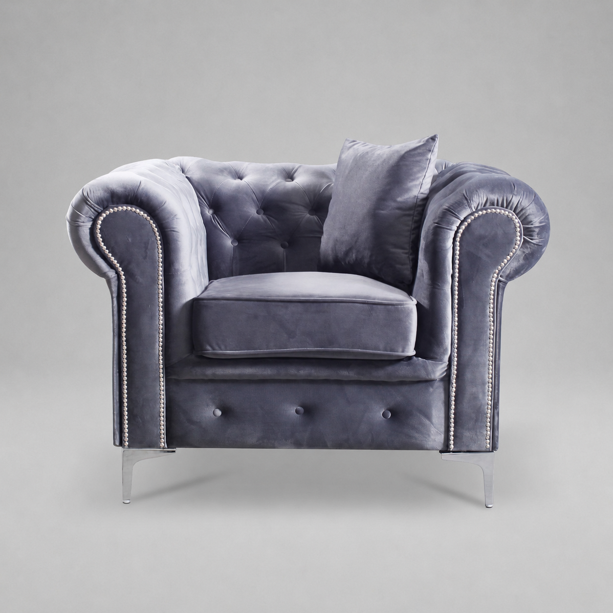 Roma Chesterfield, 1 Seater, Premium Grey