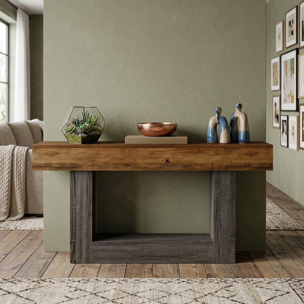 Wooden Console Table - Brown and Black