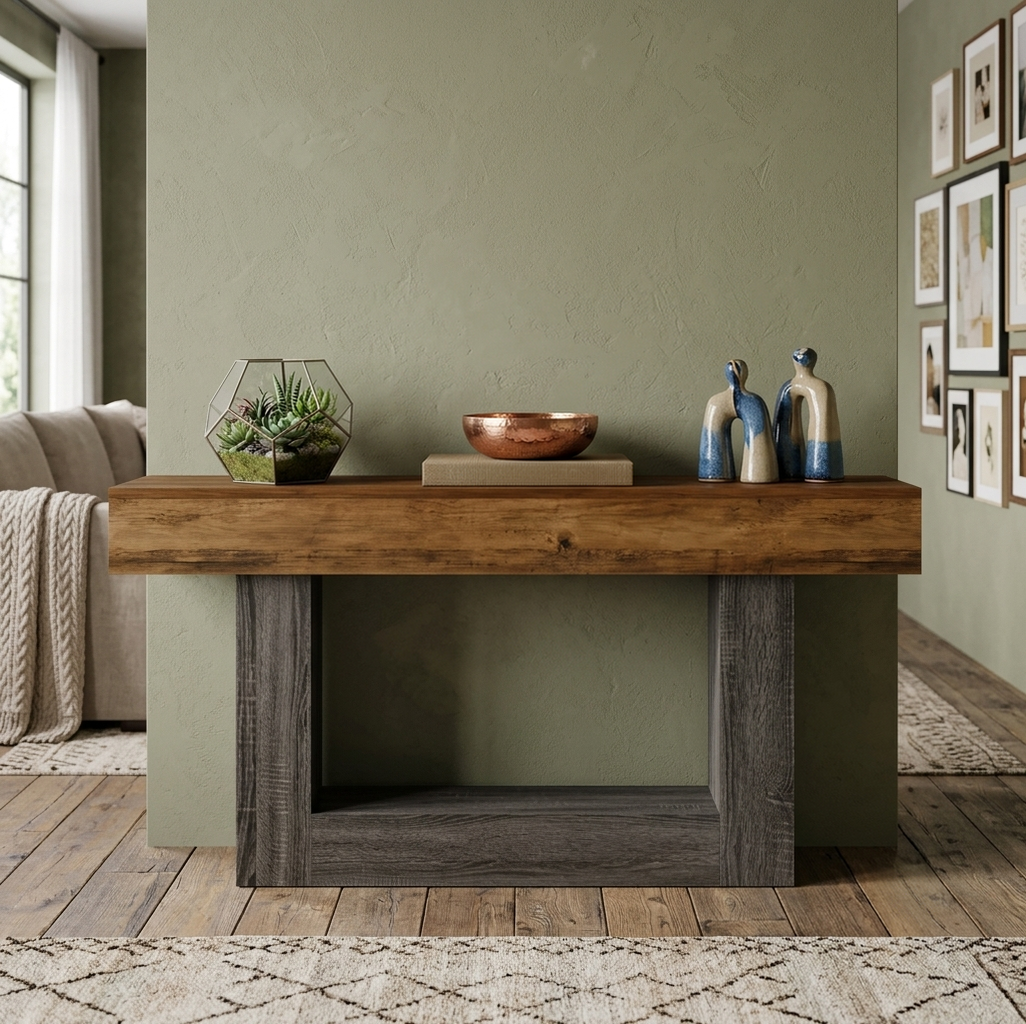 Wooden Console Table - Brown and Black