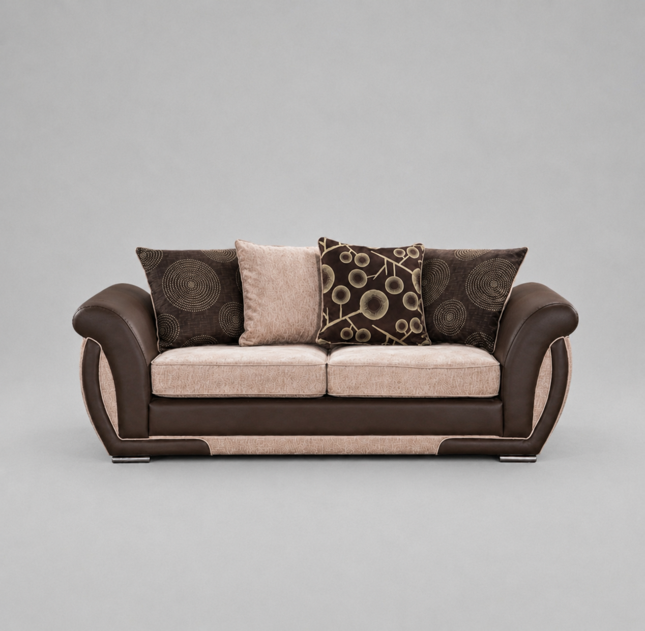 Shannon, 3 Seater, Beige + Brown