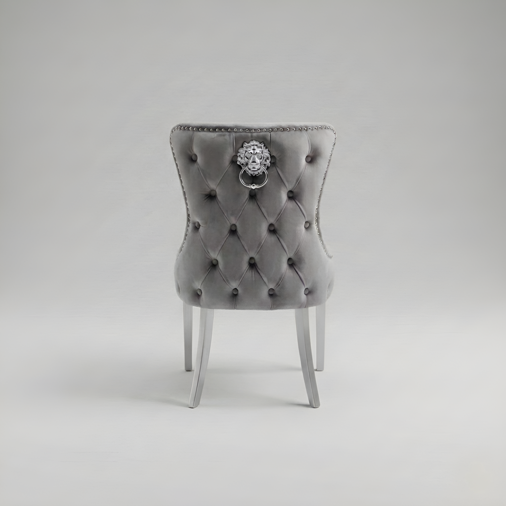 Lyon, Dining Chair, Grey Velvet