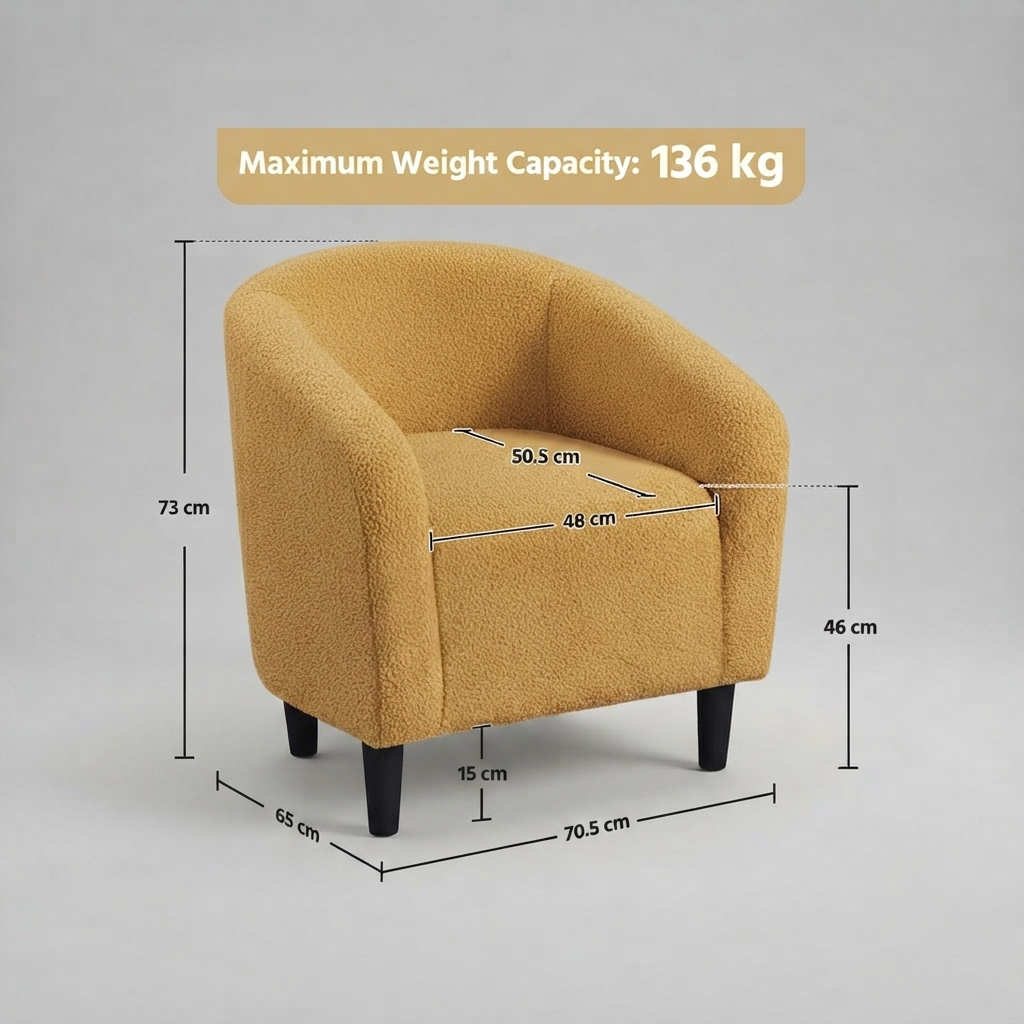 Yellow Mustard Boucle Tub Chair