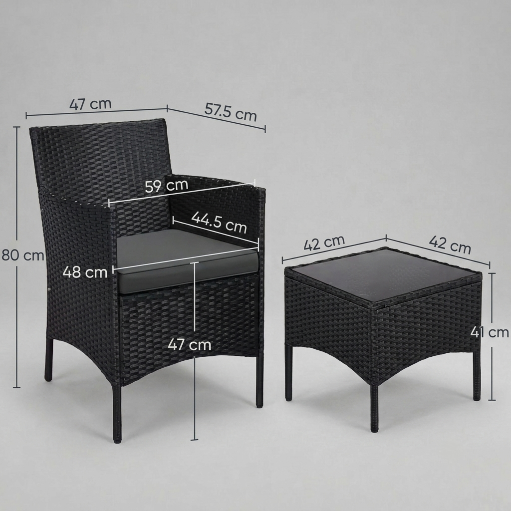 Riviera 3-Piece Hand-Woven Rattan-Style Bistro Set