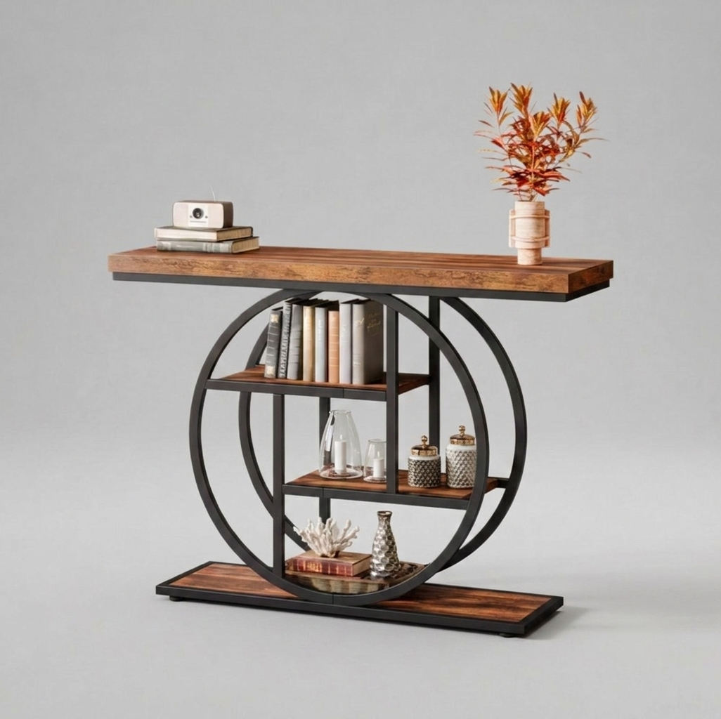 Wooden Console Table - Rustic Brown