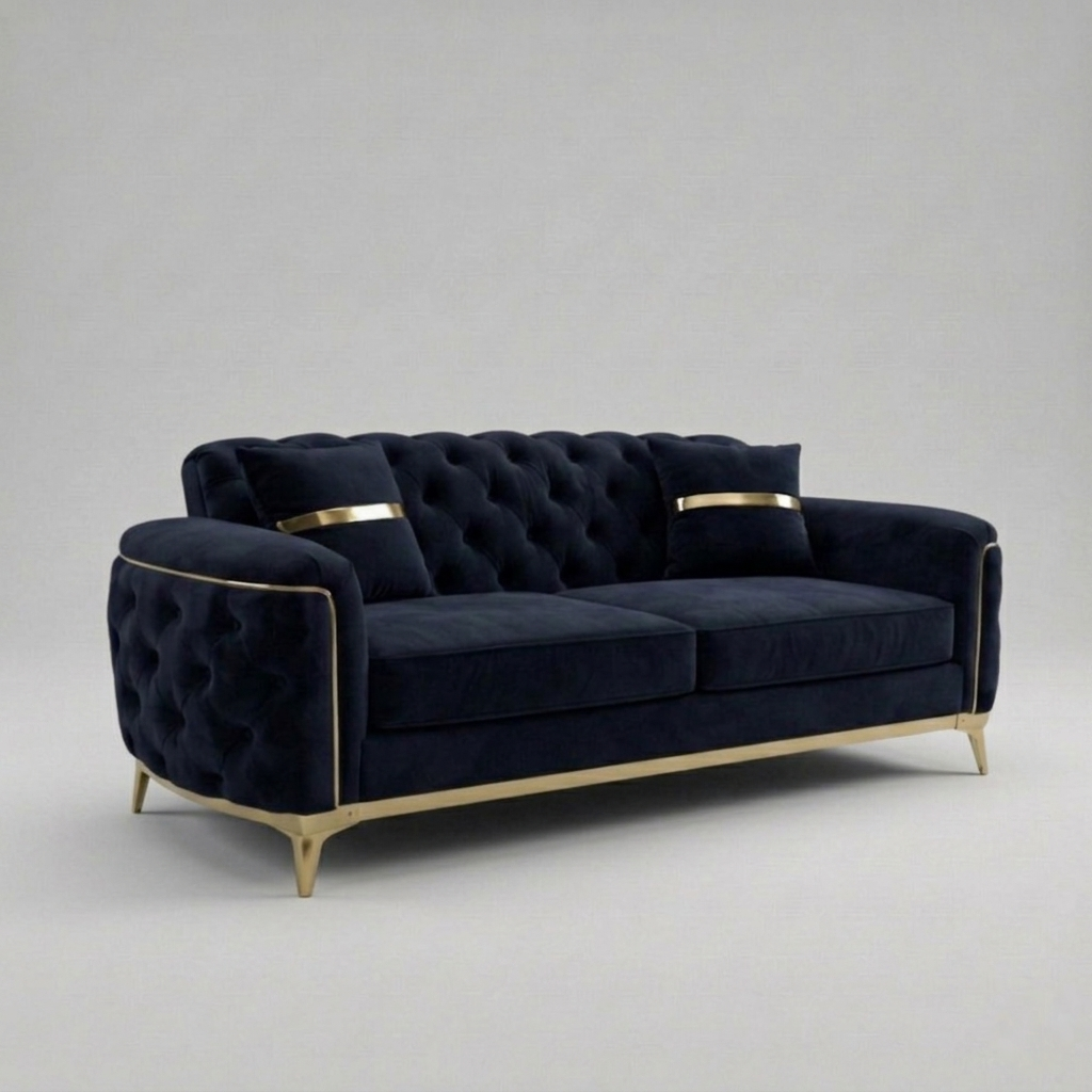 Royal Sofa Set 3 Seater Navy Blue