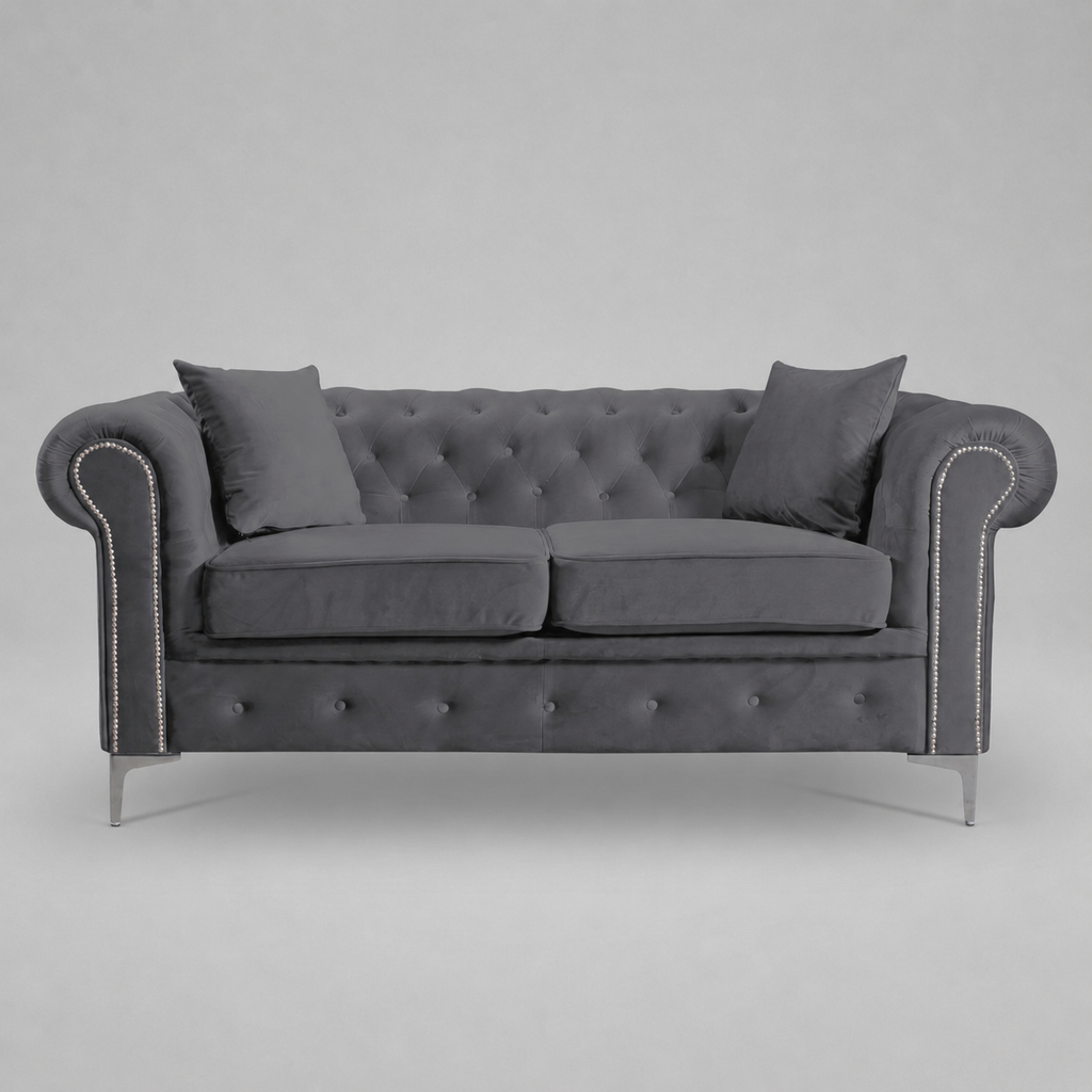 Roma Chesterfield, Dark Grey, 2 seater