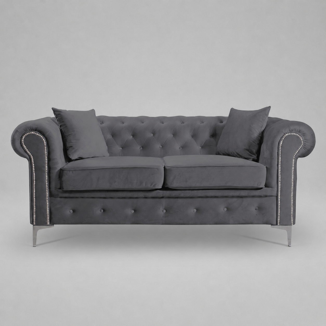 Roma Chesterfield, Dark Grey, 2 seater
