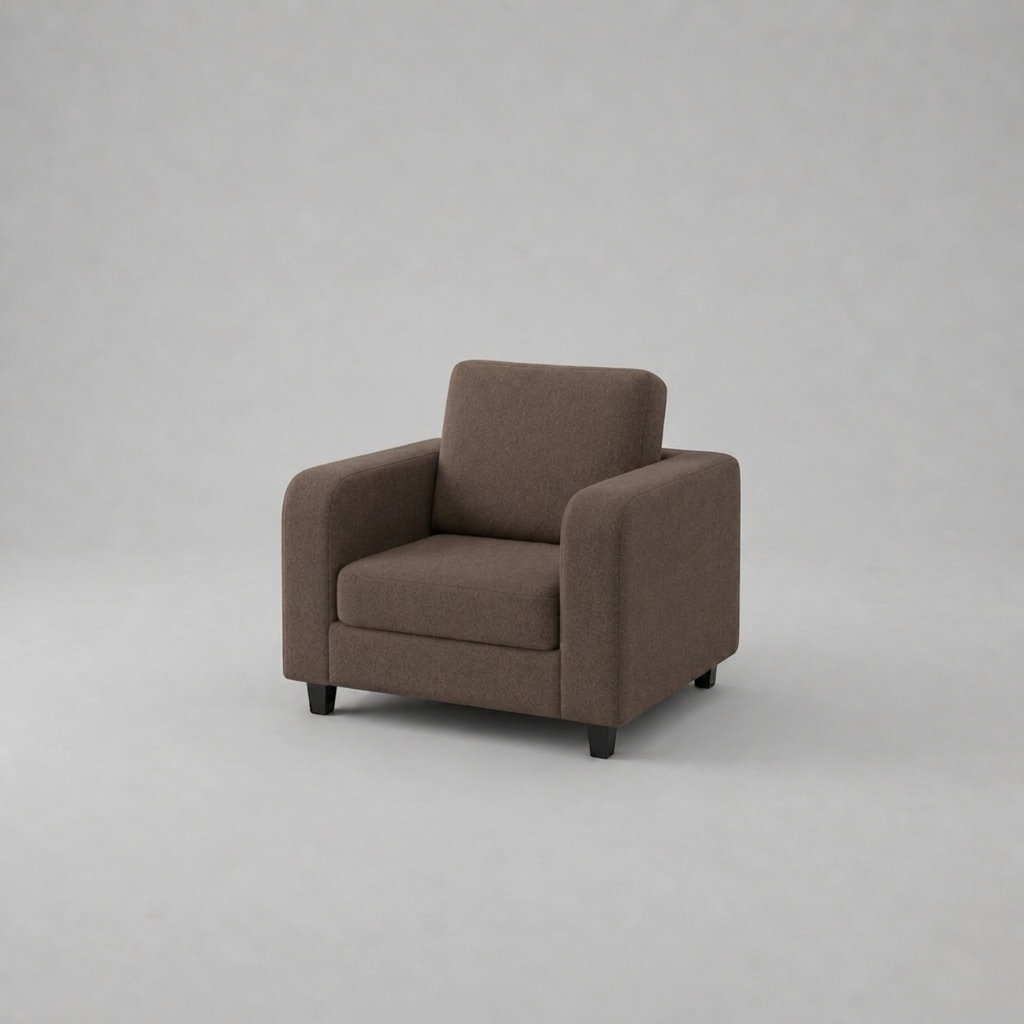 Box, Brown, Plush Fabric, 1 Seater Sofa
