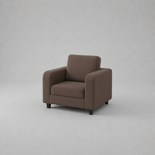 Box, Brown, Plush Fabric, 1 Seater Sofa