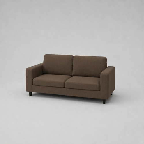 Box, Brown, Plush Fabric, 3 Seater Sofa
