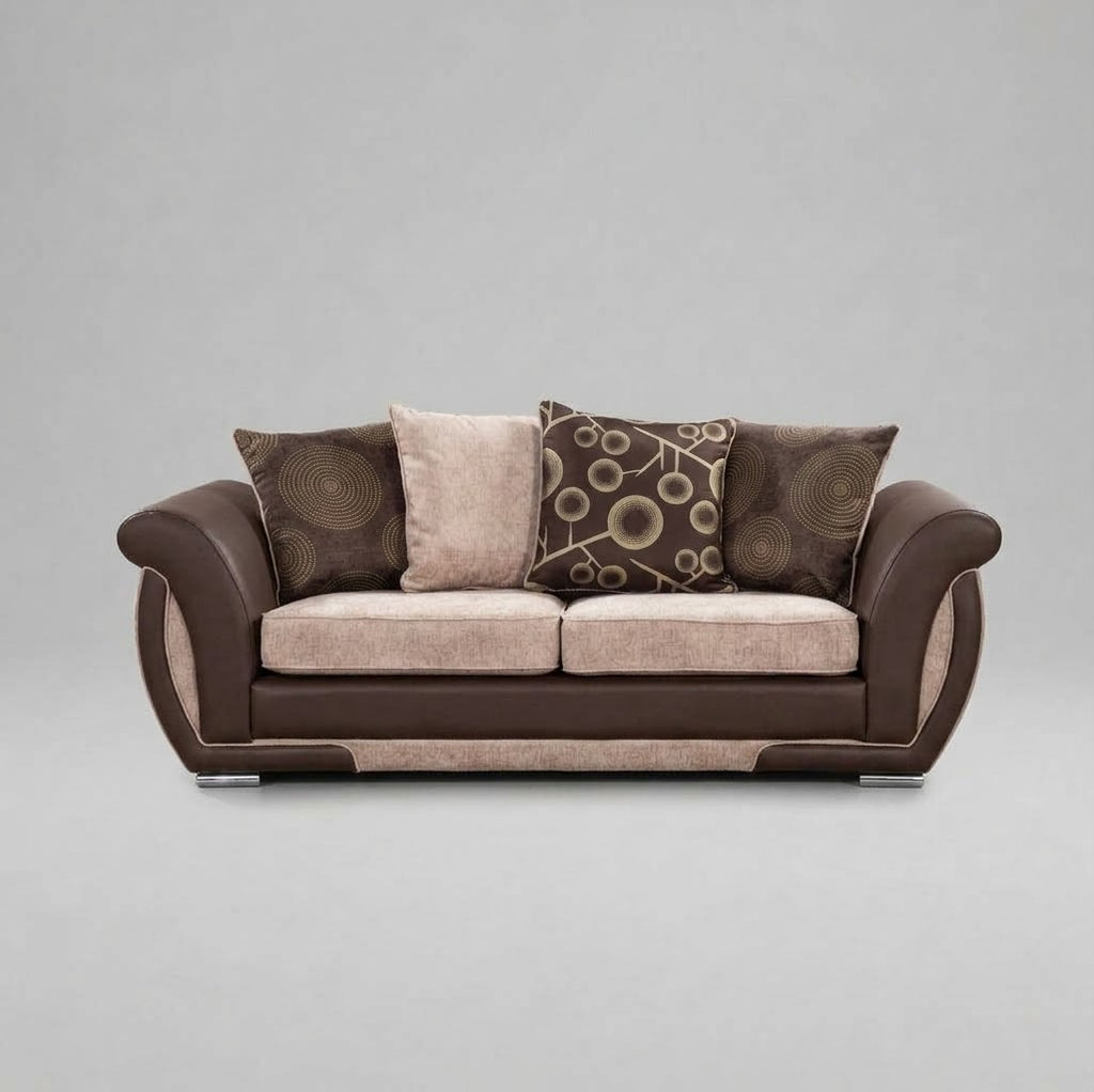 Shannon, 3 Seater, Beige + Brown