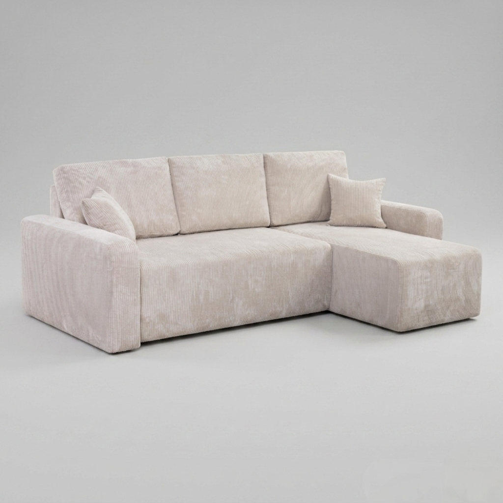 Yasmine L Shaped Sofabeds, Cream