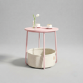 Pink End Table with Fabric Basket