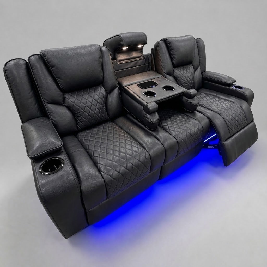 Neptune - 3 Seater Recliner Sofa - Black
