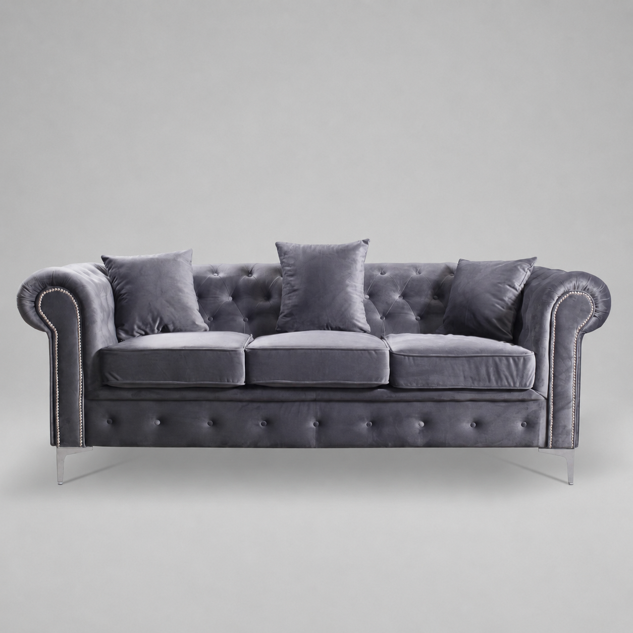 Roma Chesterfield, 3 Seater, Premium Grey