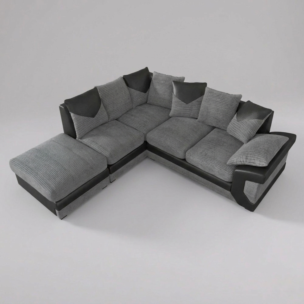 Dino, Corner Sofa (Left), Grey + Black