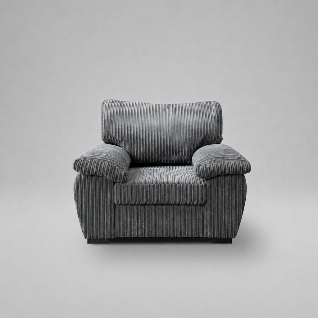 Amalfi Jumbo Cord 1 Seater Sofa - Dark Grey