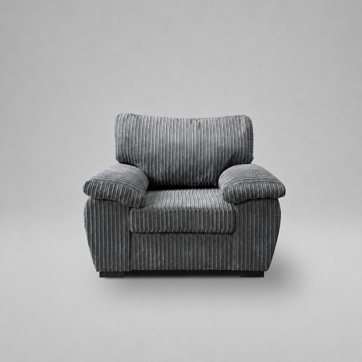 Amalfi Jumbo Cord 1 Seater Sofa - Dark Grey
