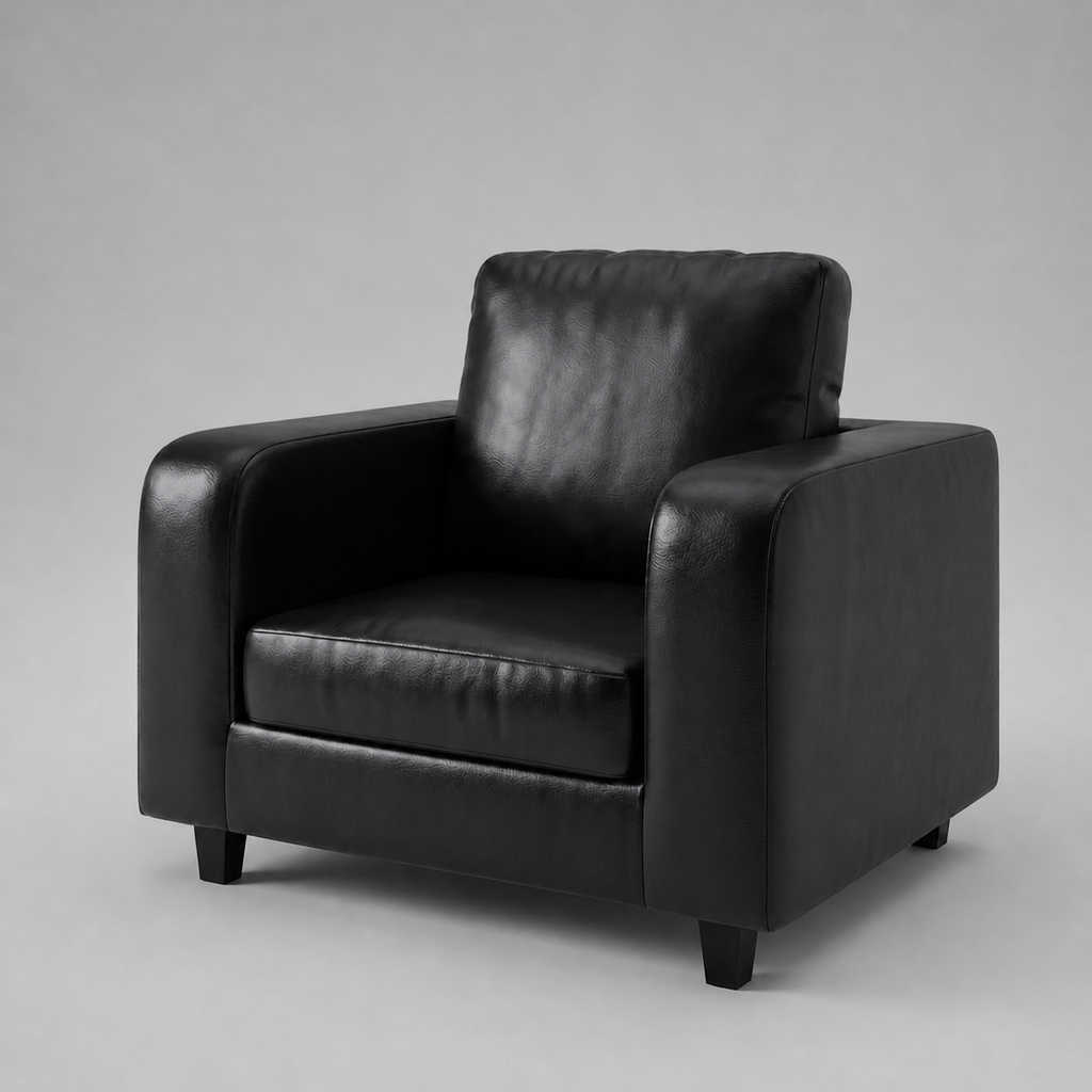 Box, Black, Faux Leather, 1 Seater