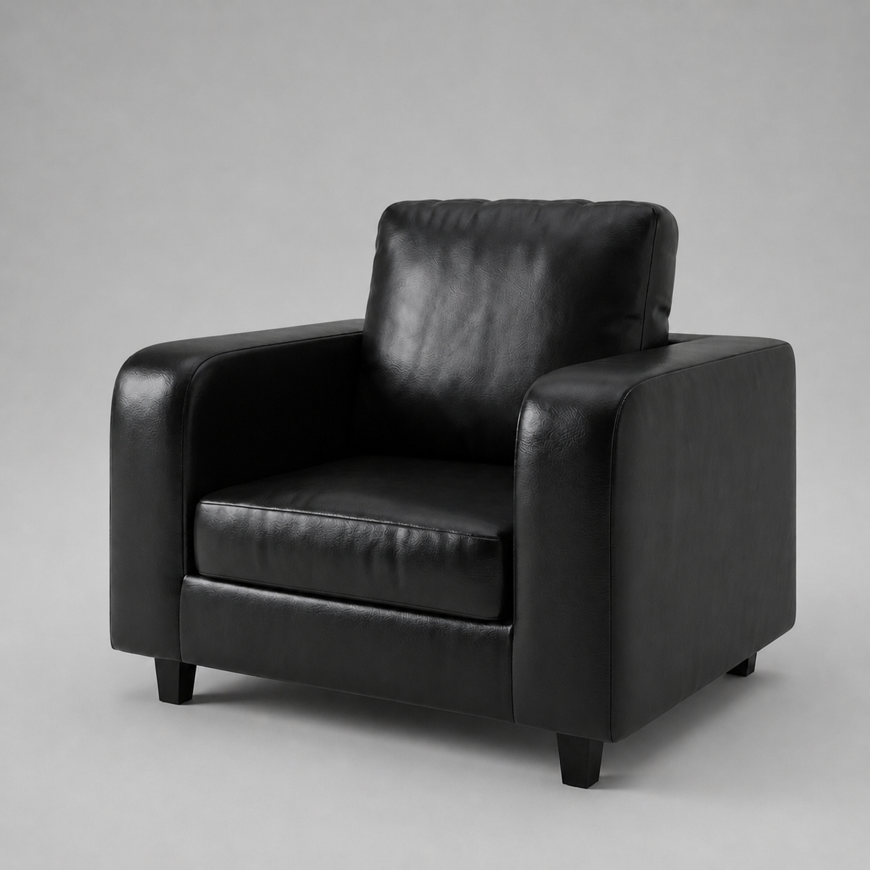 Box, Black, Faux Leather, 1 Seater