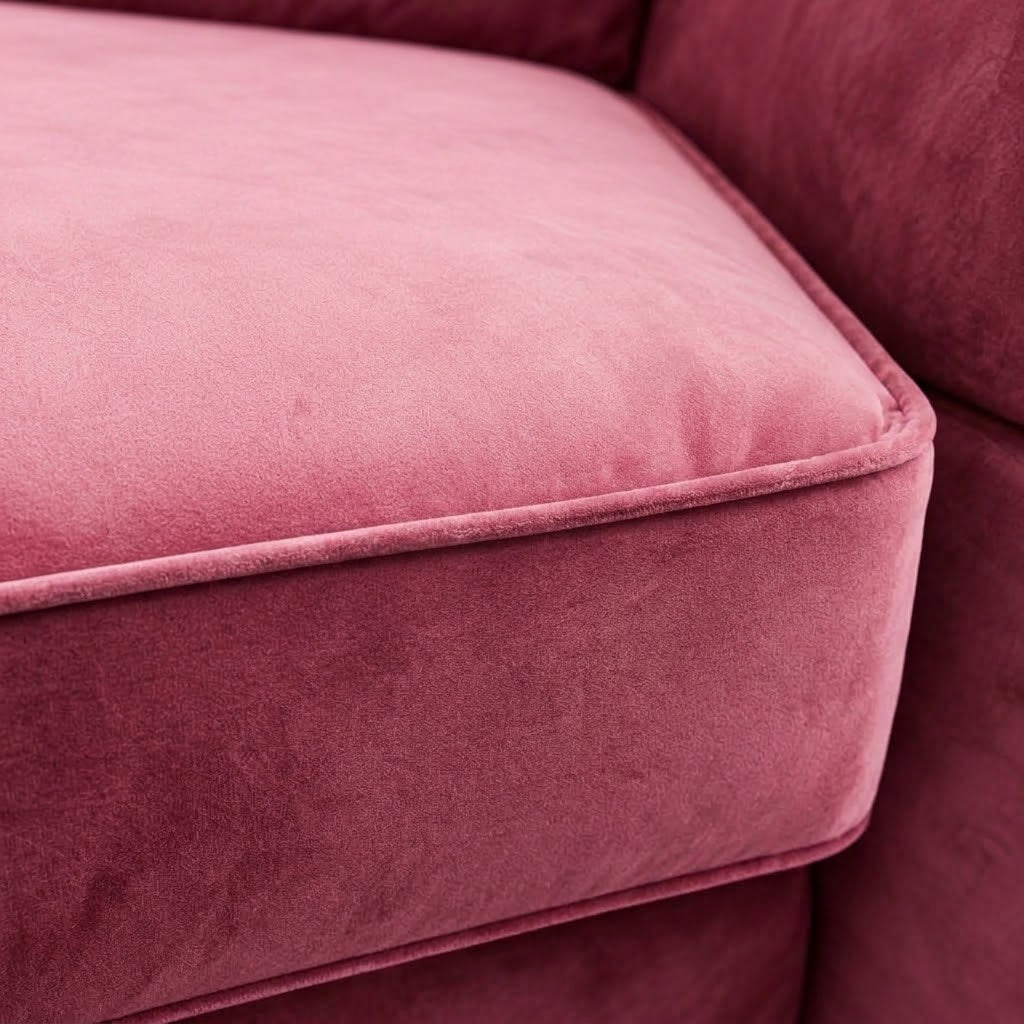 Pickford U-Shape Sofa, Plush Soft Velvet, Claret Pink