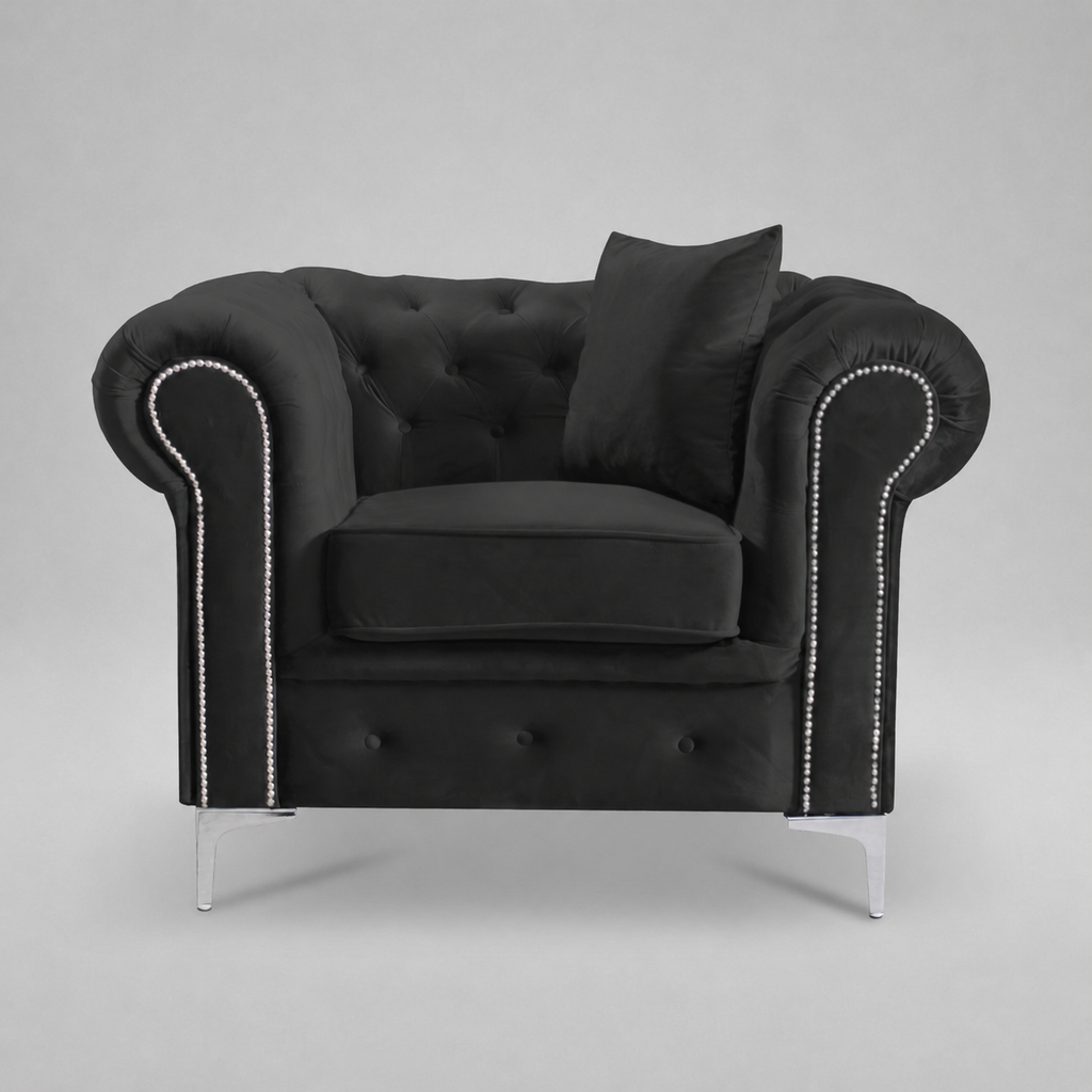 Roma Chesterfield, Black, 1 seater