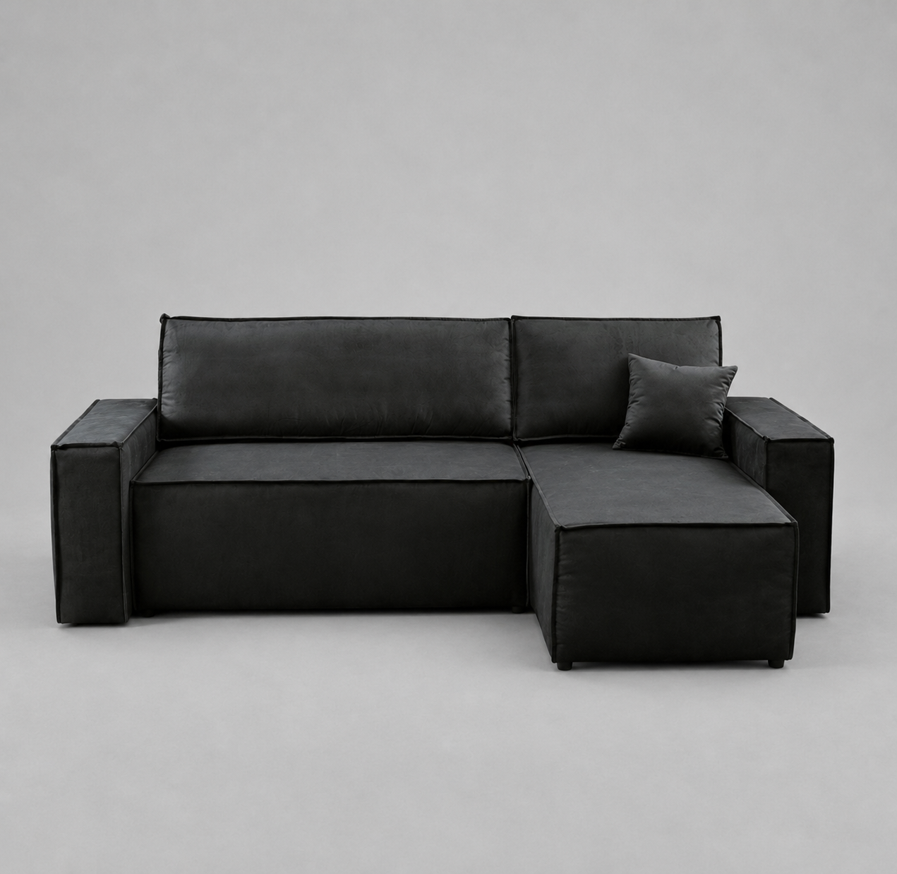 Pati Universal Sofabed, Corner, Plush Fabric, Black