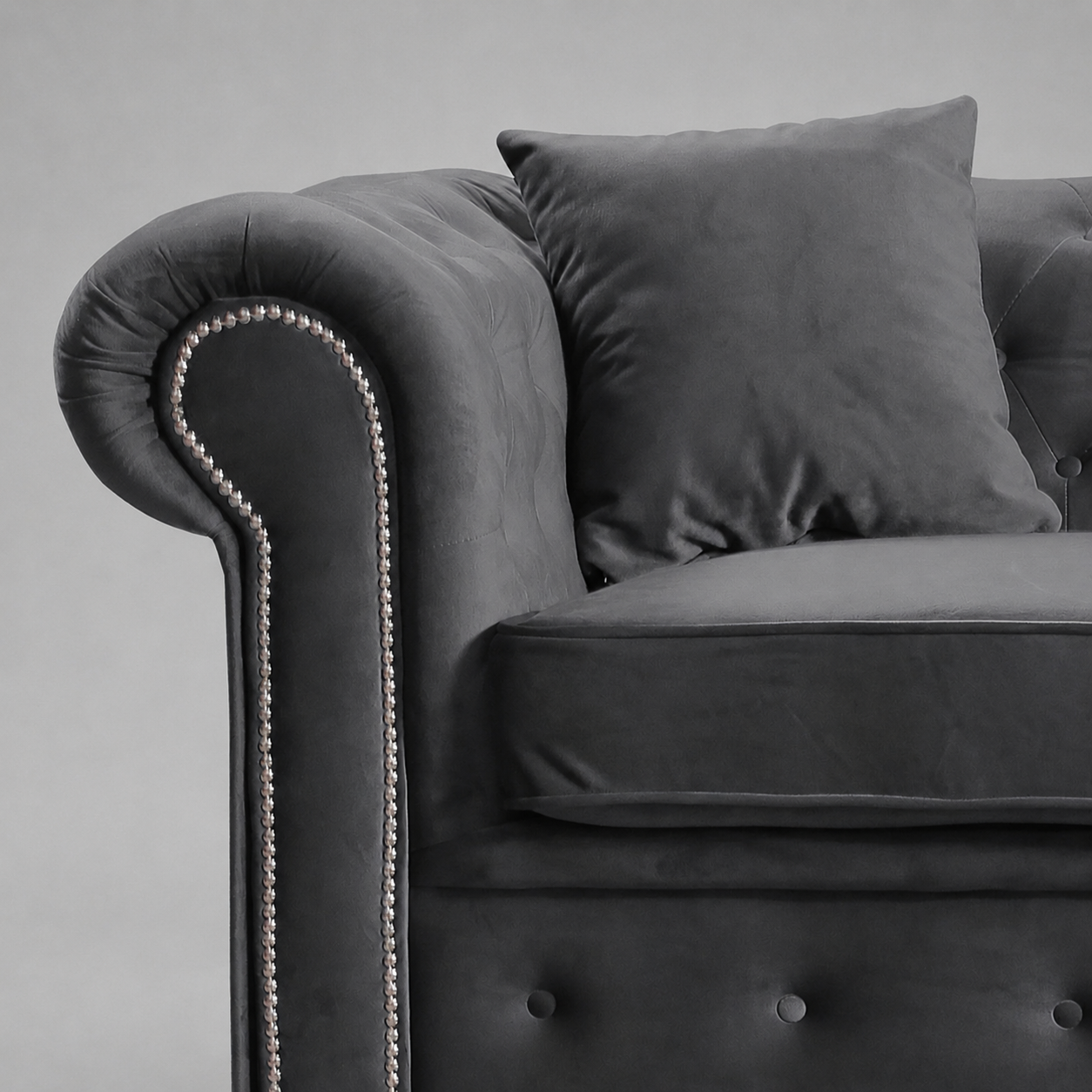 Roma Chesterfield, Dark Grey, 3 seater