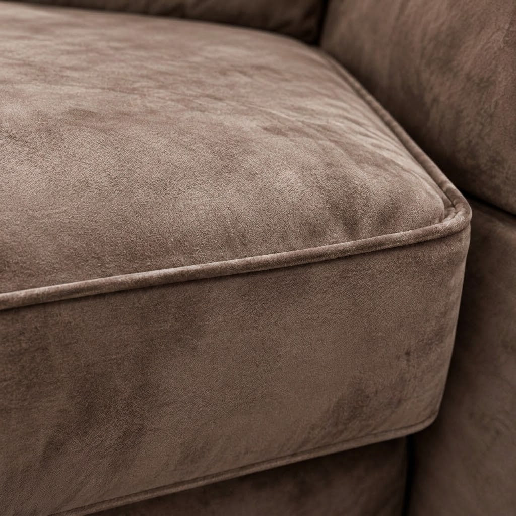 Pickford U-Shape Sofa, Plush Soft Velvet, Mocca Brown