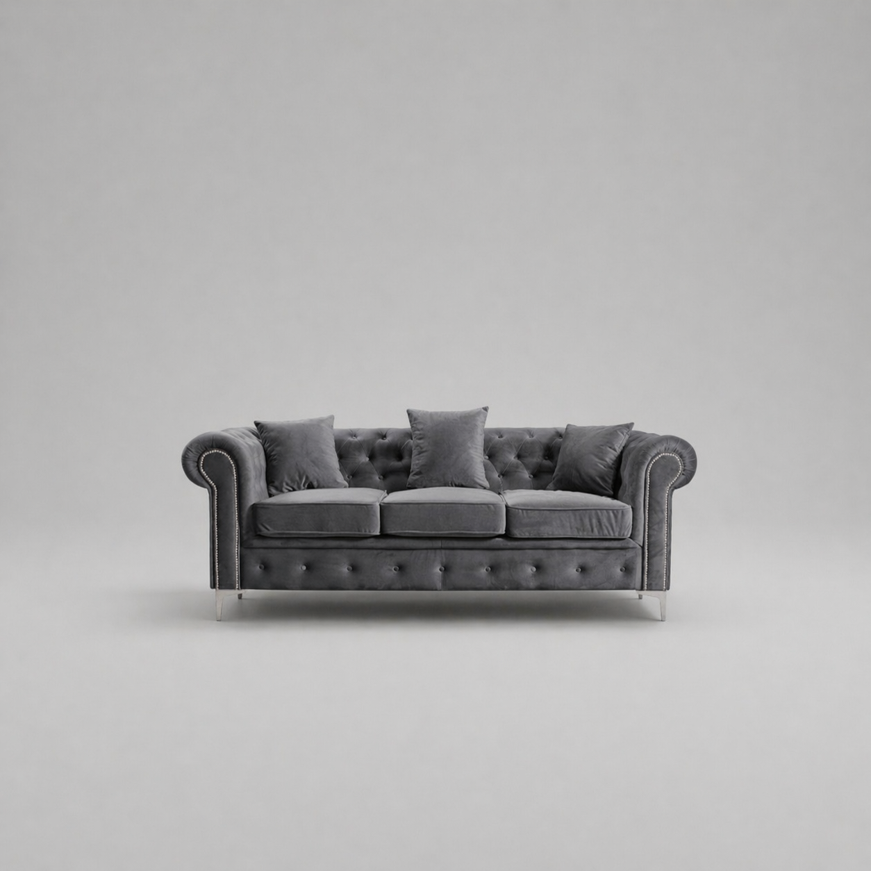 Roma Chesterfield, Grey, 3 seater