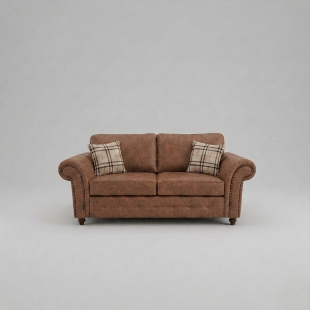 Oakland, 3 seater, Faux Leather, Brown
