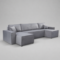 Pati Sofabed, U Corner, Plush Fabric, Grey